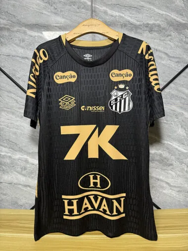25-26 Santos black with sponsor player version Jersey (S-2XL)