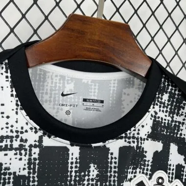 Mens Corinthians 2025/26 Black and White Pre-Match Jersey