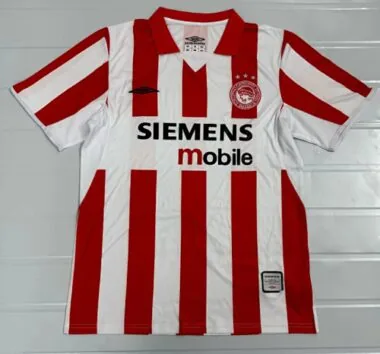 Maillot de football rétro de l'Olympiacos 2004/05 (domicile), tailles S à 2XL