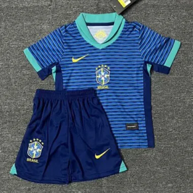 2024 Brazil away blue kid kit