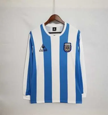 1986 Argentinië thuisshirt met lange mouwen