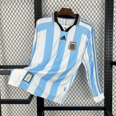 1998 Argentinië thuiswedstrijd retro shirt met lange mouwen