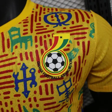 Camisola amarela do Gana de 2025, versão para jogadores, pré-jogo