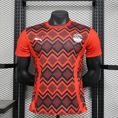 Camiseta de la selección de Egipto de 2025, color rojo, versión de jugador para antes del partido
