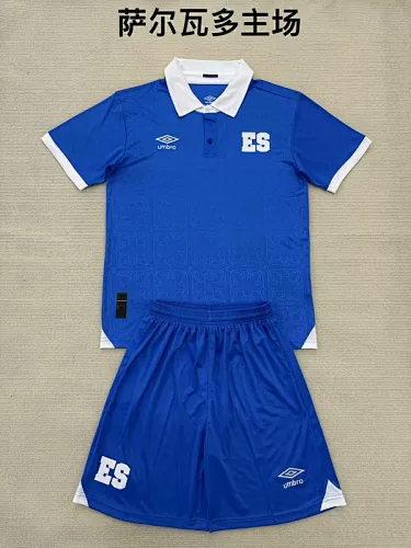 25-26 El Salvador home soccer jersey size 16-28