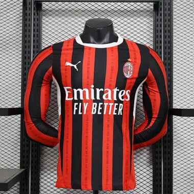 Camiseta de manga larga del AC Milan, versión de jugador, para partidos en casa, temporadas 24-25