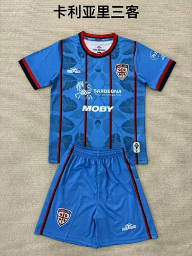 25-26 Cagliari Calcio - equipamento infantil de terceira linha, tamanhos 16-28