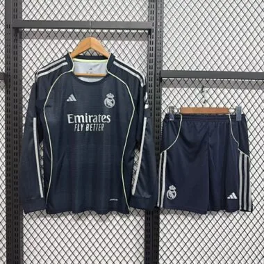 25-26 Real Madrid Away Long Sleeve Kid Kit
