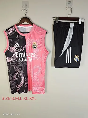 25-26 Real Madrid black and pink vest suit