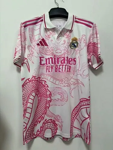 25-26 Real Madrid pink and white dragon jersey