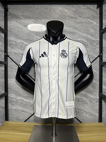 25-26 Real Madrid white player version baseball jersey