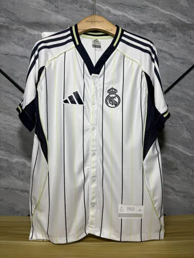 25-26 Real Madrid white player version baseball jersey