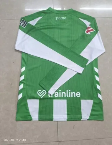 Real Betis 2025/26 Home Long Sleeve Soccer Jersey Size S -2XL