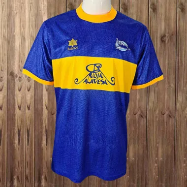 Maglia da calcio retrò dell'Alavés 2000/01, edizione dedicata alla finale di Champions League