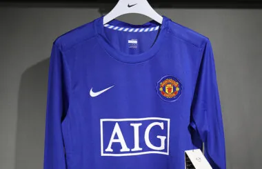 08-09 Manchester United blue long sleeves Player version Jersey