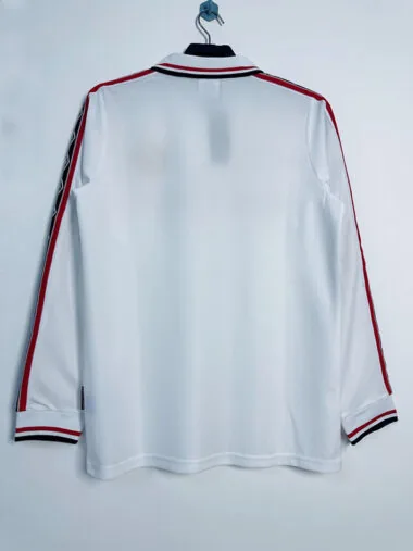 Camisa retro branca de manga comprida do Manchester United da época 98-99