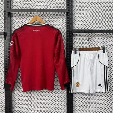 Manchester united 2025/26 home long sleeve Kids Kit