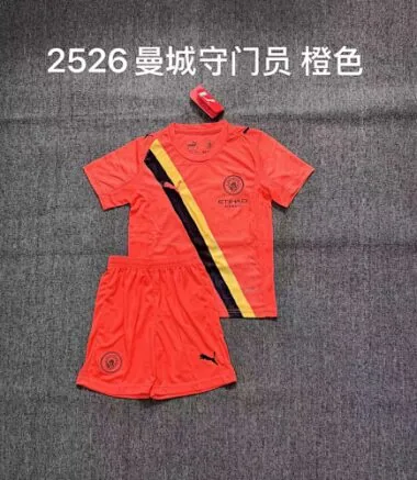 25-26 Manchester City orange goalkeeper kid kit