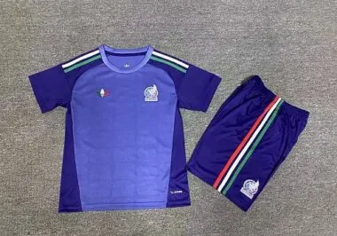 Equipamento infantil de guarda-redes roxo do México para o Mundial de 2026, tamanhos 16-28