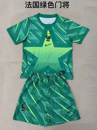 Camisola de futebol infantil «Green Goalkeeper» da França para o Mundial de 2026, tamanhos 16-28