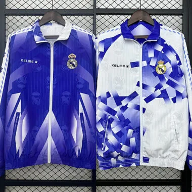 24-25 Giacca a vento reversibile blu e bianca del Real Madrid