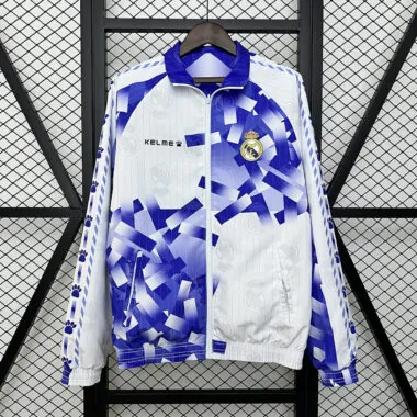 Veste coupe-vent réversible bleu et blanc du Real Madrid, 24-25