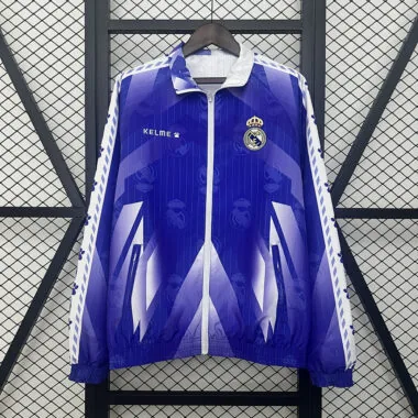 Veste coupe-vent réversible bleu et blanc du Real Madrid, 24-25
