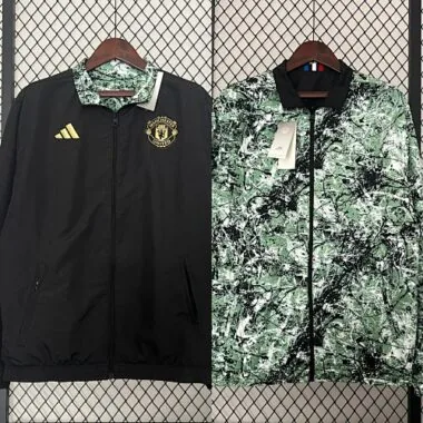24-25 Manchester United green and black Trench Coat Reversible