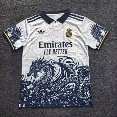 25-26 Real Madrid white and blue dragon jersey