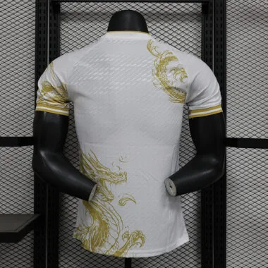 24-25 Real Madrid white and gold dragon player version jersey