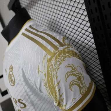 24-25 Real Madrid white and gold dragon player version jersey