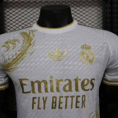 24-25 Real Madrid white and gold dragon player version jersey