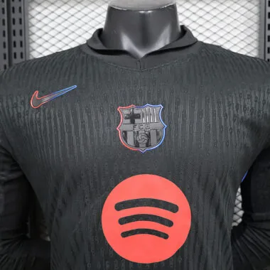 24-25 Barcelona uitwedstrijdshirt met lange mouwen (spelersversie) (grote sponsor)