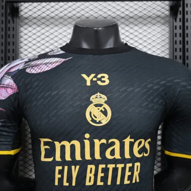 24-25 Real Madrid Y3 zwart-gouden spelersshirt