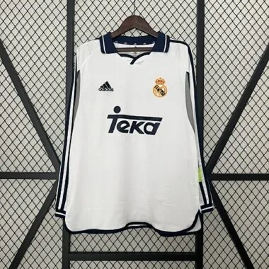00-01 Maglia da casa del Real Madrid a maniche lunghe in stile retrò