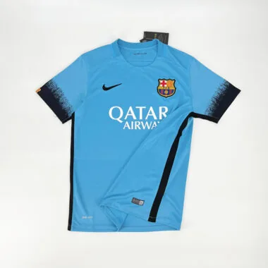 15-16 Barcelona derde uitwedstrijdshirt, blauw, retro