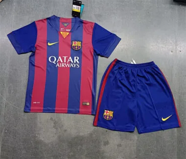 Equipamento infantil retro do Barcelona para jogos em casa, 14-15