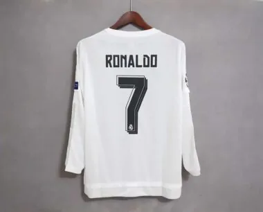 Maillot domicile blanc à manches longues du Real Madrid 15-16