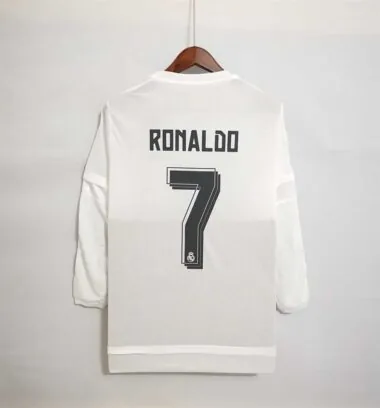 Maillot domicile blanc à manches longues du Real Madrid 15-16