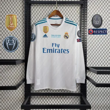 Camisa de manga comprida do Real Madrid para jogos em casa, 17-18