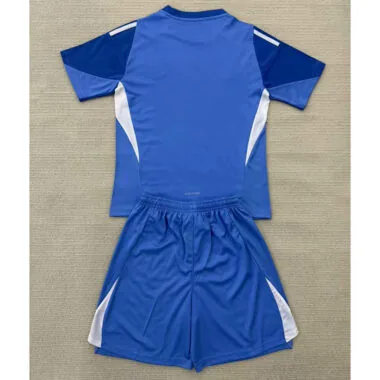 Equipamento infantil azul de guarda-redes do Real Madrid 25-26