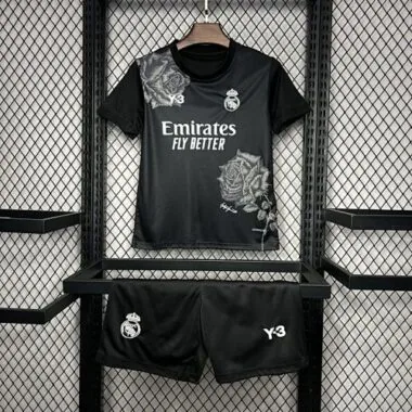 24-25 Real Madrid Y3 Rose Edição Especial, equipamento infantil preto