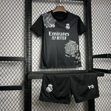 24-25 Real Madrid Y3 Rose Special Edition zwart kindertenue