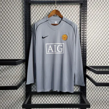 Camisola de guarda-redes cinzenta de manga comprida do Manchester United 07-08