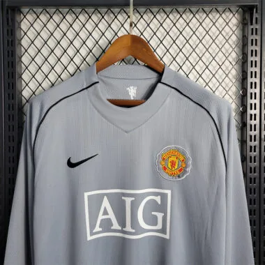 Camiseta de portero gris del Manchester United de la temporada 07-08, de manga larga