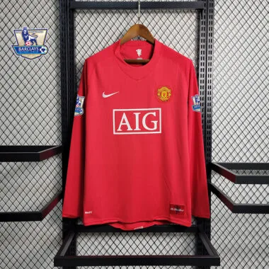 Camisola de manga comprida do Manchester United (jogo em casa) 07-08