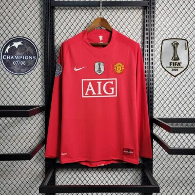 Camisola de manga comprida do Manchester United (jogo em casa) 07-08
