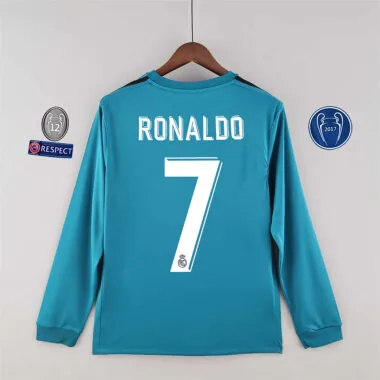 1718 Camisola de manga comprida do Real Madrid (terceira camisola de jogo fora)