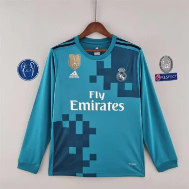 1718 Camisola de manga comprida do Real Madrid (terceira camisola de jogo fora)