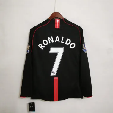 Camiseta de manga larga del Manchester United para partidos fuera de casa, temporada 07-08